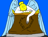 Coloring page Angel statue in cemetery painted byLana