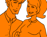Coloring page Father and mother painted byeden