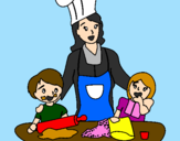Coloring page Cooking with mom painted byWyatt
