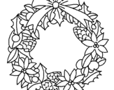 Coloring page Wreath of Christmas flowers painted byyuan