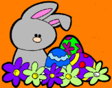 Coloring page Easter Bunny painted bylove