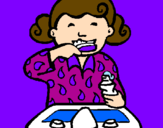 Coloring page Little girl brushing her teeth painted byarantxa girl