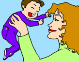 Coloring page Mother and daughter  painted byalba