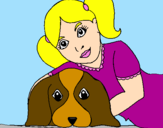 Coloring page Little girl hugging her dog painted byRose