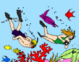 Coloring page Divers painted byn%uFFFDr%uFFFD
