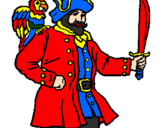 Coloring page Pirate with parrot painted byhogan