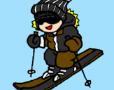 Coloring page Little boy skiing painted byJohn