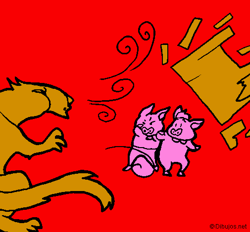 Coloring page Three little pigs 9 painted bydgeo