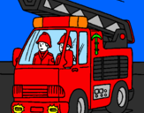 Coloring page Fire engine painted byL.J.
