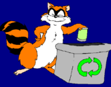Coloring page Raccoon recycling painted byANNA