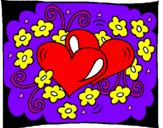 Coloring page Hearts and flowers painted byshane