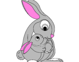 Coloring page Mother rabbit painted bybetania