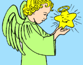 Coloring page Angel and star painted byMarga