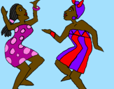 Coloring page Dancing women painted byanoona