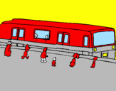 Coloring page Passengers waiting for a train painted byoscar