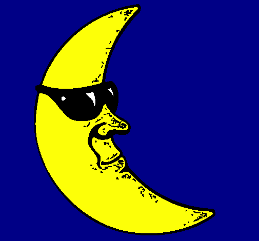 Coloring page Moon with sunglasses painted byAlmanda