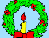 Coloring page Christmas wreath and candle painted byhelen