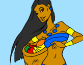 Coloring page Young Itza woman painted byDominique