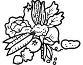 Coloring page vegetables painted byanonymous