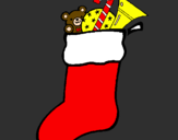 Coloring page Stocking with presents painted byelian