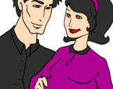 Coloring page Father and mother painted byDesi