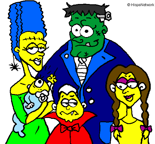 Coloring page Family of monsters painted byTHE SIMPSONS