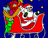 Coloring page Father Christmas in his sleigh painted byjose