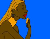 Coloring page Woman protecting her skin painted bystripper carla