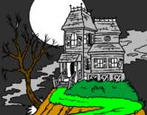 Coloring page Haunted house painted byabc