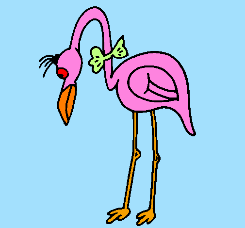 Flamingo with bow tie