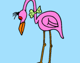 Coloring page Flamingo with bow tie painted byCandie
