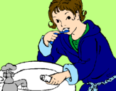 Coloring page Little boy brushing his teeth painted byRosalea