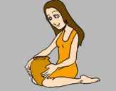 Coloring page Woman and urn painted byMarga