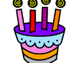 Coloring page Cake with candles painted byasrtd