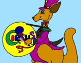 Coloring page Kangaroo with drum painted byRutuja