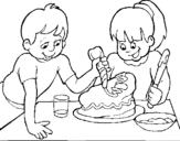 Coloring page Cake for mum painted byyuan