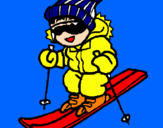 Coloring page Little boy skiing painted bycolby jacquier