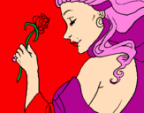 Coloring page Princess with a rose painted byemily cake