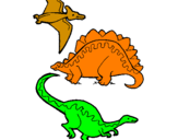 Coloring page Three types of dinosaurs painted byAJEX