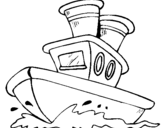 Coloring page Boat at sea painted bybarco