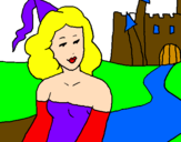 Coloring page Princess and castle painted byviviana