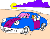 Coloring page Herbie painted byrace car