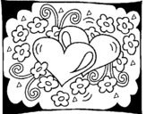 Coloring page Hearts and flowers painted byaudrey