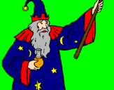 Coloring page Magician with potion painted bypop