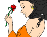 Coloring page Princess with a rose painted bymaryareni