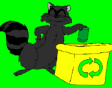Coloring page Raccoon recycling painted byEvie