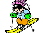 Coloring page Little boy skiing painted byjose