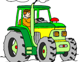 Coloring page Tractor working painted byGrandma