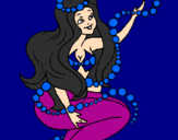 Coloring page Mermaid and bubbles painted bychico
