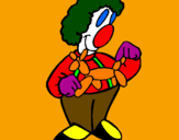 Coloring page Clown and balloon doll painted byDiego